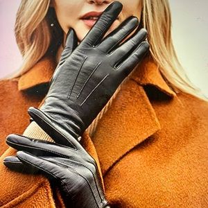YISEVEN Women’s Black Leather Wool Lined Gloves Touchscreen